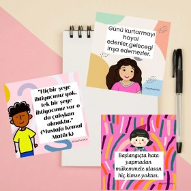Resim Çocuklar Için 3'lü Motivasyon Kartları, Ders Çalışma Keyfini Artırır 