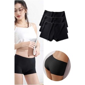 Resim 3 Adet Kadın Dikişsiz Görünmez İz Yapmaz Mini Şort Boxer Siyah Çok Renkli 