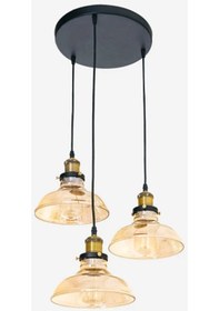 Resim Riolıght Retro2,rustik,vintage Bal Camlı Siyah Metal Gövde 3xe27 Siyah 