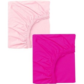 Resim 2 Adet 65 X 95 + 10 Cm Anne Yanı Lastikli Penye Kumaş Bebek Çarşafı-fuşya Pembe 