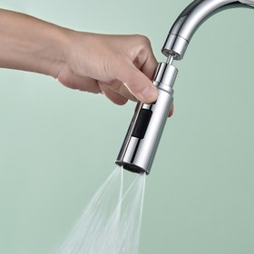 Resim Gümüş Renkli Sıçramaya Karşı Koruyucu Musluk: Mutfak Lavabosu için Evrensel Döner Uzatma Adaptörü ve Güçlendirici Nozul, Anti-Sıçrama Yıkama Aleti 