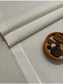 Resim Polyester Keten Çeyiz Piko Sarma Detaylı Runner 40 x 160-1 Adet - Renk Seçenekli, Krem 