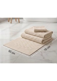 Resim 3lü Pamuklu Ayak Havlusu Seti Kabartma Desenli 50x70 Cm Bej Bej 