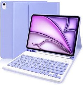 Resim M.TK moveteck İpad Air 13 Inç M2 Çip 2024 Uyumlu Bluetooth Özellikli Standlı Kalem Bölmeli Klavyeli Kılıf, Lila, Tek Ebat, Klavye-İpadAir13-lila 