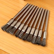 Resim 5'li / 10'lu Paslanmaz Çelik Tel Fırça Seti, 3.17mm Saplı - Döner Aletler İçin Uygun | Temizlik, Talaş Alma ve Parlatma için İdeal | Dayanıklı Metal Kıllar 