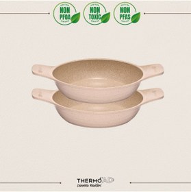Resim ThermoAD | Güveç Sahan Set | Döküm Kendinden Saplı | 2 Parça | Vizon | 20cm-22cm 