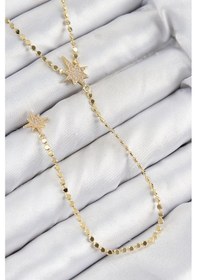 Resim Taşveoyunatölyesi Pirinç Zirkon Taşlı Ezme Zincirli Kutup Yıldızı Model Gold Renk Y Kolye Tg27bko10469 Çok renkli 