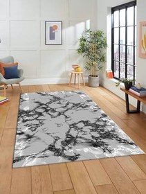 Resim Dijital Baskılı Kaymaz Taban Yıkanabilir Mermer Desen Üçlü Yatak Odası Takımı MERMER-30, Gri, 60 x 150 