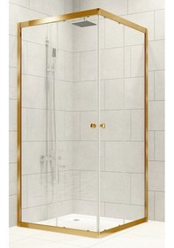 Resim Durul Duşakabin Kare Altın Profil Şeffaf Cam Şeffaf 