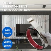 Resim Parlak Gümüş Duvar Süsü Paslanmaz Çelik Duvar Bandı Yapışkanlı Metal Süsleme Kendinden Yapışkanlı Duvar Kağıdı Şeridi Metalik Ayna Gibi Bitiş Duvar Tavan Ayna Çerçeve Sınır Kenar Süsü Geniş 2.01cm Uzunluk 240.0cm 