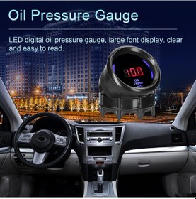 Resim Lemestar 52mm Siyah Abs+metal Oto Tuning Ölçer, Lcd Ekranlı Ve Alarm Özellikli Yağ Basıncı Göstergesi 