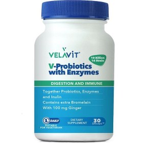 Resim Velavit V-Probiotics With Enzymes 30 Kapsül 
