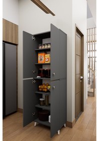 Resim Mirobi Axis Çok Amaçlı Mutfak Dolabı Kiler Dolabı Erzak Dolabı Antrasit 