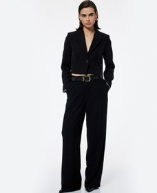 Resim Koton Kruvaze Yaka Uzun Kollu Crop Blazer Ceket Siyah 6wak50025uw Siyah 