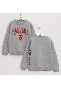 Resim Wanex Erkek Çocuk Şardonlu Uzun Kol Kalın Bisiklet Yaka Sweatshirt - 16213 Gri Melanj 