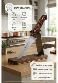 Resim Sürmene Serisi 6 Lı Mutfak Bıçak Seti Kahve Verzalit Sap Et Ekmek Sebze Salata Fileto Şef Bıçağı Mft-028 Kahverengi 