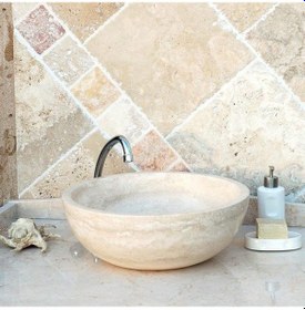 Resim Tezgah Üstü Mermer Lavabo Çap35CM 