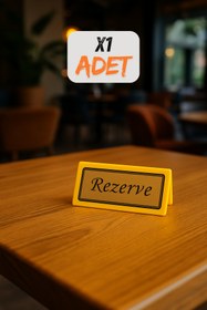 Resim Happynesso Masa Yazısı Serisinden SARI Pleksi Üstü TEK Yön BRONZ Metal "REZERVE" Yazısı - 100 mm X 50 mm 