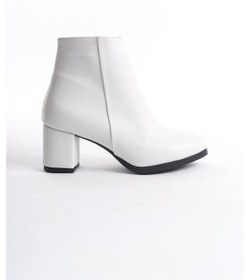 Resim Kadın Liva Düz Topuklu Kısa Bot Beyaz Deri 