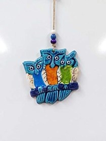 Resim SUME Seramik Mini 3'lü Baykuş Dekoratif Duvar Süsü 11x10 cm 