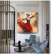Resim Flamenco Figür El Yapımı Yağlı Boya Tablo 85x85cm 
