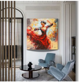 Resim Flamenco Figür El Yapımı Yağlı Boya Tablo 85x85cm 