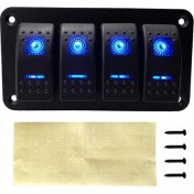 Resim Xiyu Shop 4 Çete Mavi LED Stili Gang Çift LED Deniz Tekne Rocker Anahtarı Paneli Kamyon Tekne Araba Anahtarı Paneli Çakmak Soket Devre Kesici Için (Yurt Dışından) 