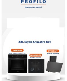 Resim Profilo FXSA243S - OE36K6P10D - DVK6J469 Siyah Xxl Fırınlı Buharlı Ankastre Set 