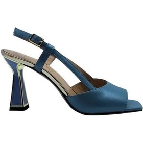 Resim Poletto Hakiki Deri Mavı-altın Sandalet Topuklu 319 260 V1-520 Mavi 