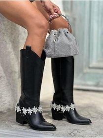 Resim Giydim Gidiyor Kovvy Kristal Taşlı Kovboy Çizme Siyah 