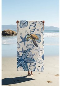 Resim Dijital Baskı Plaj Deniz Havlusu Kaplumbağa Desenli Peştamal Hvl0213 Renkli 