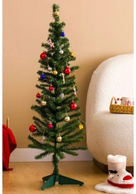 Resim Yılbaşı Çam Ağacı Seti Süsler Ve Led Pilli Işıklı 120 CM 