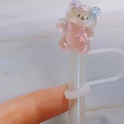 Resim 40oz Tumblerlar için Reçine Ayıcık Sippy Pipet Üstü, Parıldayan Ayı Kapağı, Modern Basit Tasarım, Silikon Conta ile, Spor Su Şişesi Aksesuarları için, Doğum Günü, Sevgililer Günü, Aile Toplantıları 