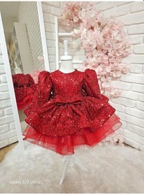 Resim H L Y Karol Tasarım Kırmızı Pullu Kız Bebek Elbisesi,doğum Günü Elbise,fotoğraf Çekim Elbise,0-12 Yaş Uygun Kırmızı 