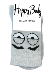 Resim HAPPYBODY SOCKS Organik Çocuk Tenis 2'li Soket Emoji Desenli Soft Yıkamlı Kumaş 