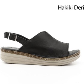 Resim GÖNDERİ(R) Kadın / Kız Siyah Dolgu Topuk Hakiki Deri Comfort Sandalet 