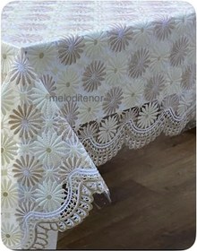 Resim Meiwa şeffaf kaplama papatya kaymaz kolay silinebilen lüks pvc muşamba masa örtüsü Kahverengi 120 x 160 
