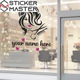 Resim Kişiye Özel Kuaför Cam Sticker Salon Logosu | Sticker Master - 60x69 Cm 