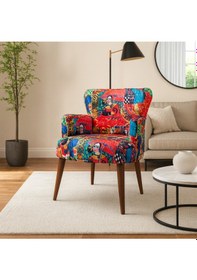 Resim Roma Modern Tekli Koltuk Berjer - Dijital Baskılı Kumaş - Ahşap Ayak - Şemsiyelı Kız Şemsiyeli Kız 