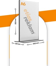 Resim Genel Markalar A6 T Tipi Dikey Masa Üstü 20'li Paket / 2.8 Mm Şeffaf Pleksi Föylük / Broşürlük 
