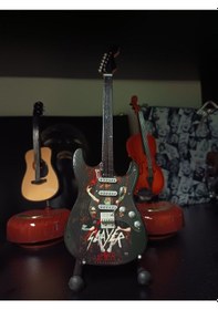 Resim Slayer Rock Müzik Grubu Elektro Gitar El Yapımı Ahşap Minyatür He 