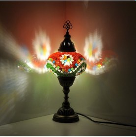 Resim El Yapımı Fas Lambası Dekoratif Mozaik Lamba Çocuk Odası Için Gece Lambası 