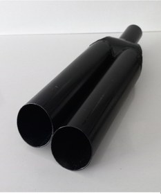 Resim Mat Siyah Kurt Egzoz Ses Çıkaran Model Nikelaj Sesli Çift Çıkış Eksoz Ucu 