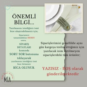 Resim Cappuccino Renk, Günlük Yemeklere Kişiselleşmiş Zarafet Katan, Isim Yazılabilen Peçetelik 4' Lü Set 