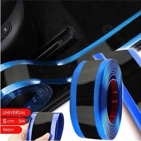 Resim Tampon Çamurluk Bagaj Kapı Eşiği Koruyucu Şerit Eşik Koruma Bandı Mavi + Parlak Siyah 5mt 