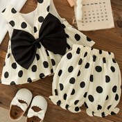 Resim Yazlık Polka Dot 2 Parça Seti Gençler İçin - Sevimli Kurdele Yelek Üst ve Bun Şort, Günlük ve Tatil Kıyafeti Kızlar İçin, Tatil Giyim|Oyun Sever Tasarım|Şık Kurdele Detayı, Polka Dot Kıyafetler, Dış Mekan İçin 
