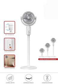 Resim NS Store Kumandalı Şarjlı Ayaklı Mega Fan – 5 Kademeli Sessiz Taşınabilir Vantilatör 