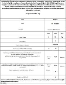 Resim Narte OV200W 73 L Elektrikli Ankastre Fırın 