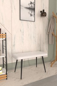 Resim VİLİNZE Eames Ahşap Ayak Deri Mutfak Masası Bankı 