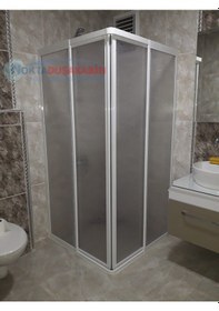 Resim Teknesiz Kare Duşakabin Plastik Camlı Beyaz Profilli Beyaz 